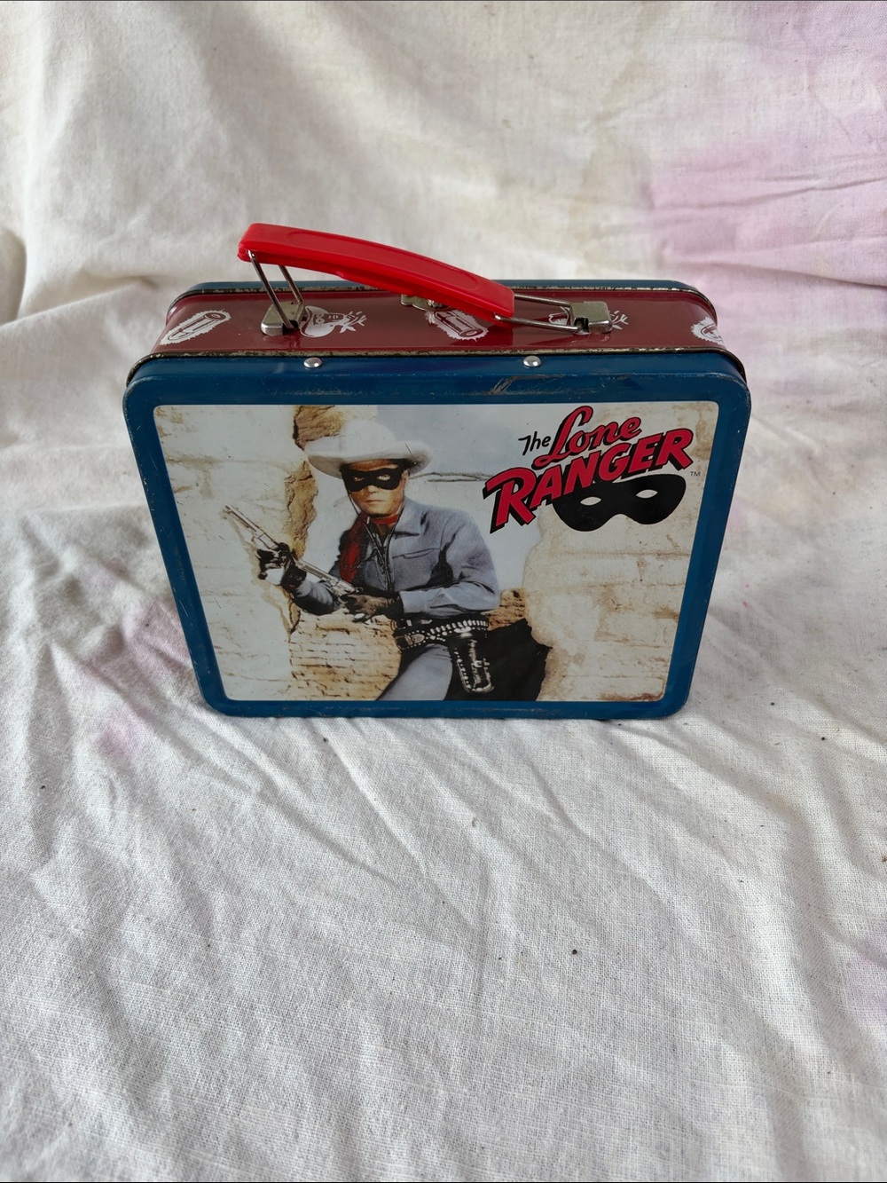 The Lone Ranger Vintage Tin Lunchbox - Red, Blue, White